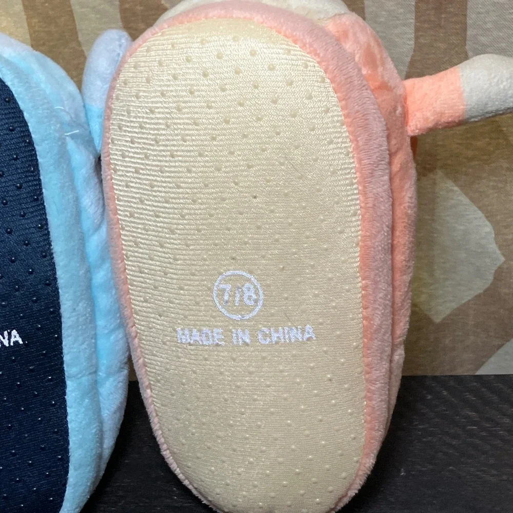 Bluey Bingo Plush Slippers Kids Size 7/8 Blue Orange Character House Shoes 3D